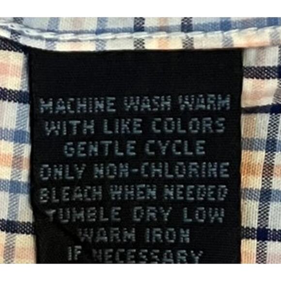 Charleston Threads Plaid Shirt White Blue Mens Medium - Picture 7 of 7